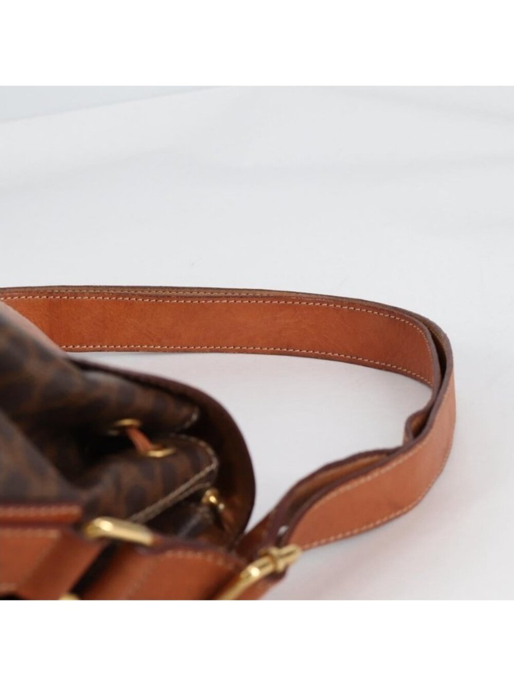Authentic CELINE Macadam Canvas Shoulder Bag PVC Leather Brown Gold - Picture 16 of 16